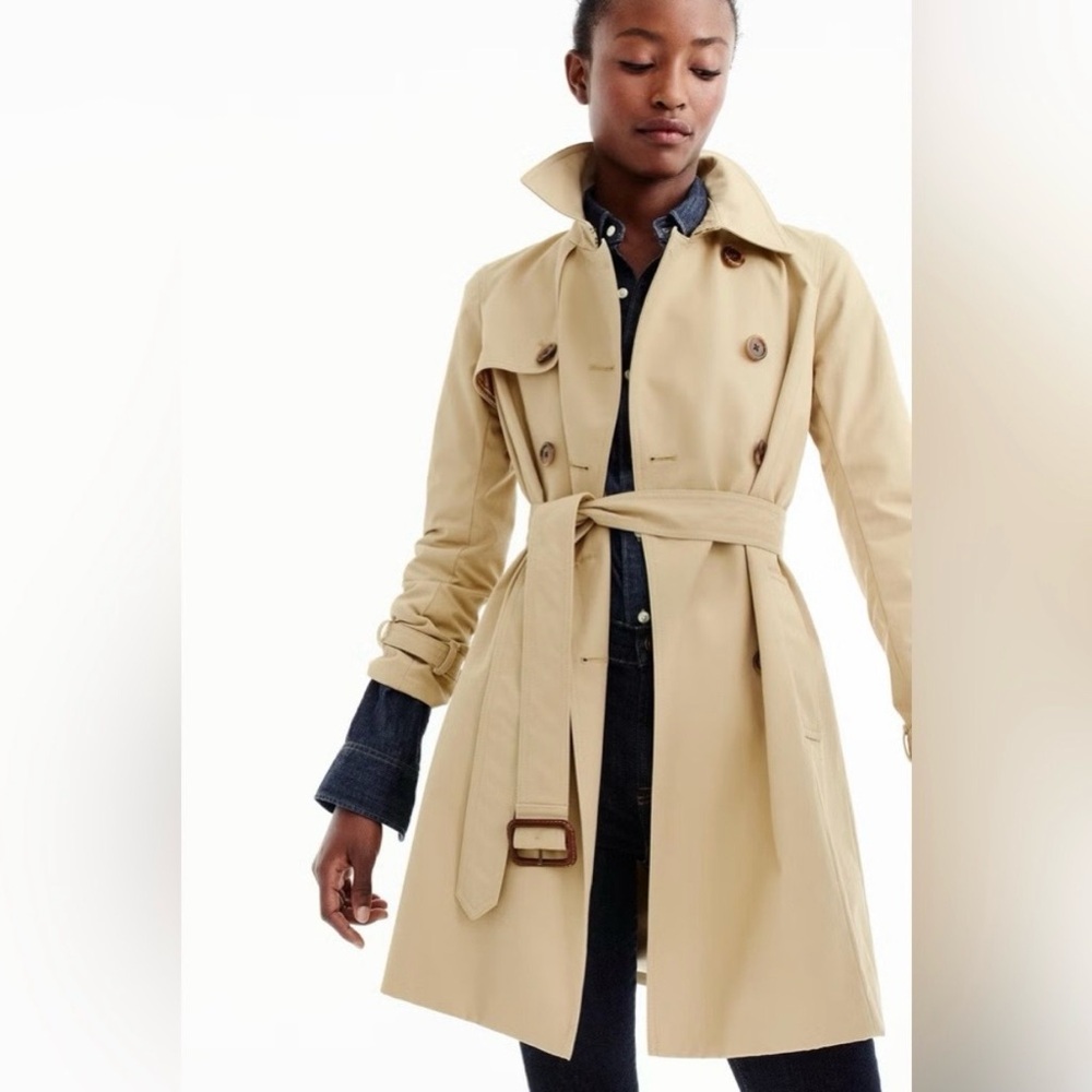 EUC J.Crew Collection Icon Trench Coat in Light Khaki Classic Size 4